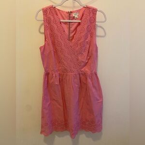 J. Crew Pink Eyelet V-Neck Dress- Size 10